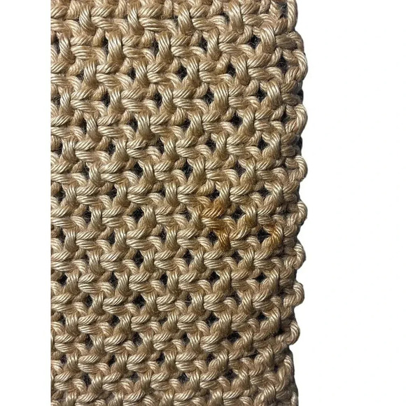 Macrame Crochet Beaded Bohemian Brown Shoulder Purse - Picture 3 of 4